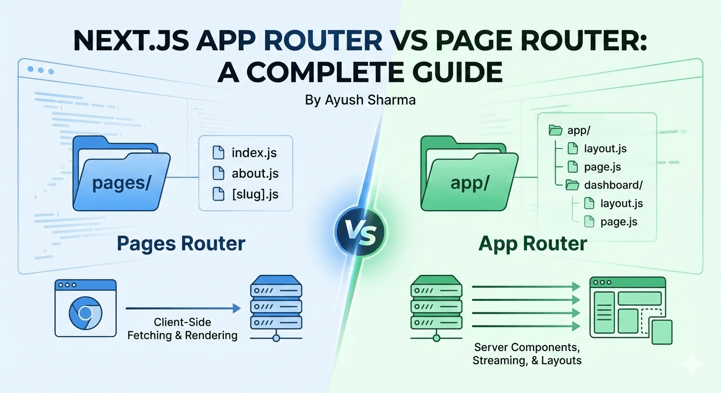 Next.js App Router vs Page Router: A Complete Guide - Blog article cover